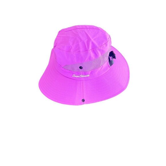 Sun Shade Wide Brim Women\'s OS Purple Adjustable Ponytail Hole Bucket Hat main image 5